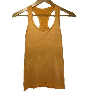 Lululemon Cheese Orange Workout Tank Top Womens Size 4 Running Racerback Texture